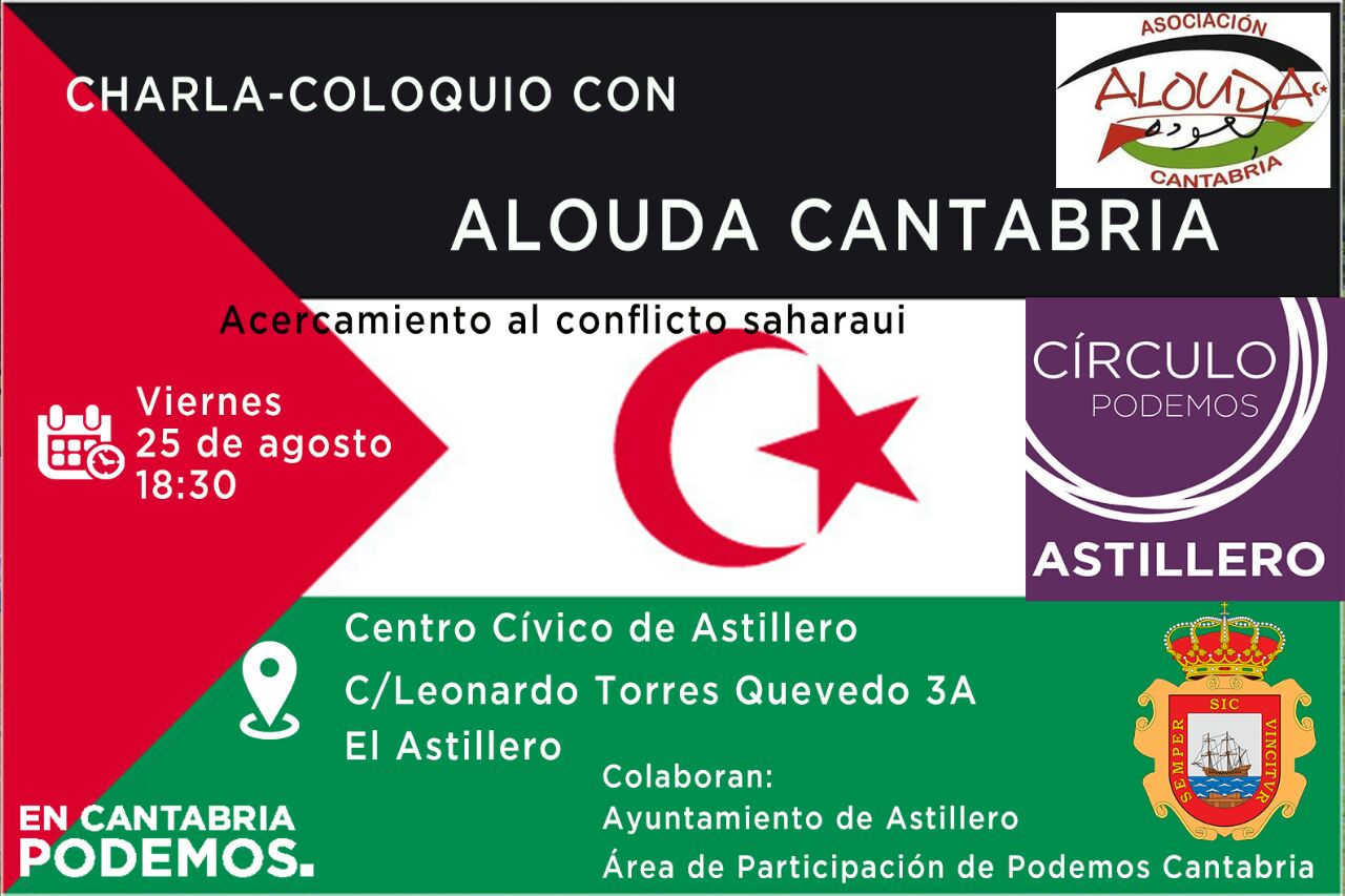 Cartel charla coloquio Alouda en Astillero 25-8-17